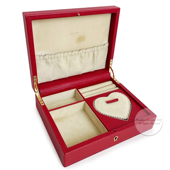 Coach Jewelry Box Red Leather Trinket Case Valet Vintage 90s Rare SLG HTF - Picture 1 of 10